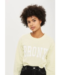 Topshop Bronx Slogan Cropped Sweatshirt