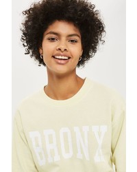 Topshop Bronx Slogan Cropped Sweatshirt