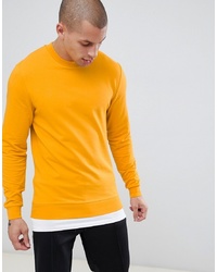 ASOS DESIGN Muscle Sweatshirt In Yellow With Hem Extender