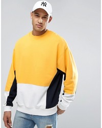 Asos Oversized Cut Sew Sweatshirt In Yellow