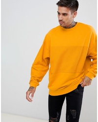 ASOS DESIGN Oversized Sweatshirt In Yellow With Reverse Panel