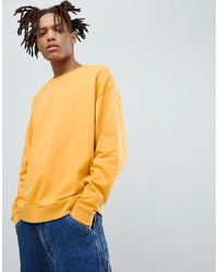 ASOS DESIGN Oversized Sweatshirt With Double Neck In Yellow