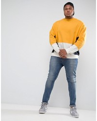 Asos Plus Oversized Cut Sew Sweatshirt In Yellow