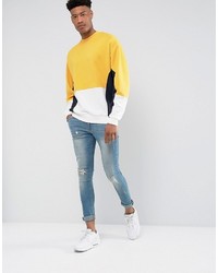 Asos Tall Oversized Cut Sew Sweatshirt In Yellow