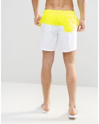 Asos Brand Mid Length Swim Shorts With Neon Panel