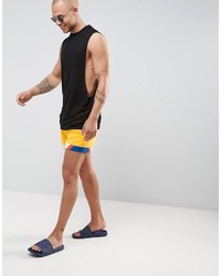 Asos Swim Shorts In Yellow With Cut And Sew Detail In Short Length
