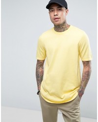 Asos Longline Knitted T Shirt With Curved Hem In Yellow