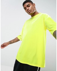 Asos Oversized T Shirt In Neon Yellow Velour