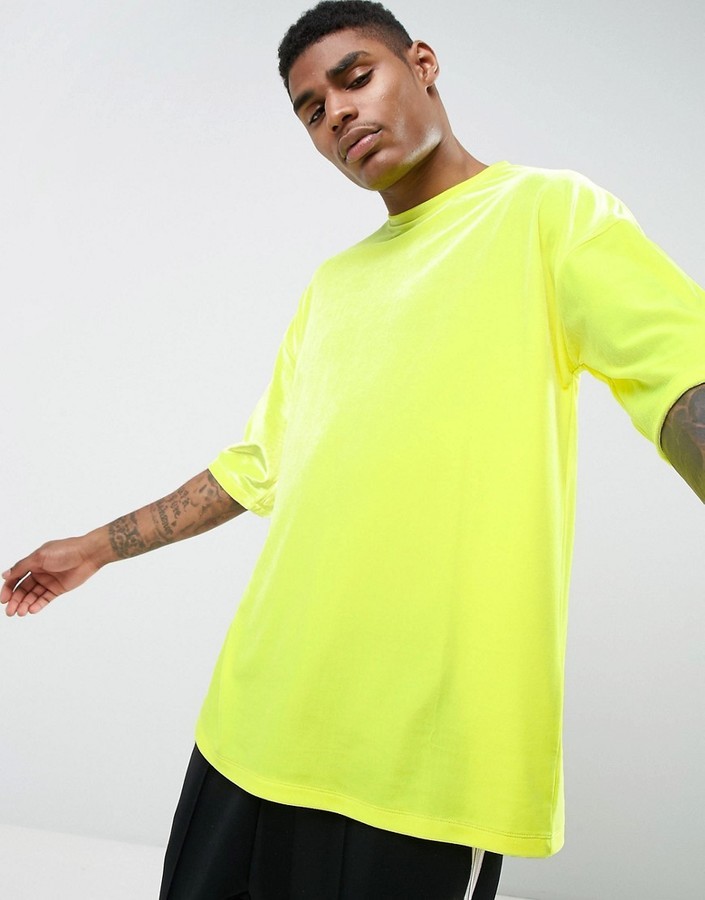 strategi Tredje Clancy Asos Oversized T Shirt In Neon Yellow Velour, $29 | Asos | Lookastic