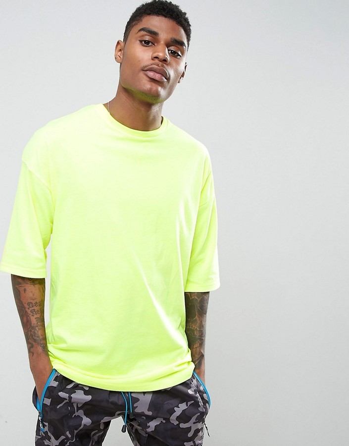 Moralsk valse navneord Asos Oversized T Shirt With Half Sleeve In Neon Yellow, $16 | Asos |  Lookastic