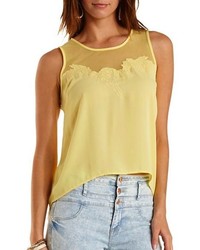 Charlotte Russe Embroidered Mesh Chiffon Tank Top