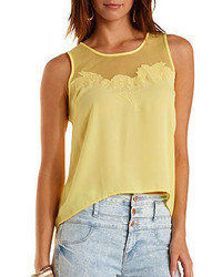 Charlotte Russe Embroidered Mesh Chiffon Tank Top