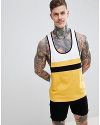 ASOS DESIGN Extreme Racer Back Vest With Colour Block In Yellow
