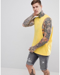 ASOS DESIGN Longline Vest With Extreme Dropped Armhole And Raw Edge In Yellow