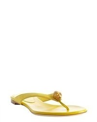 Alexander McQueen Yellow Leather Thong Strap Skull Detail Sandals