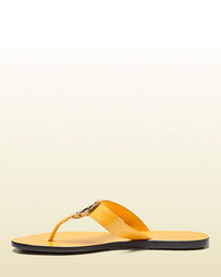 Gucci Gg Thong Patent Leather Sandal
