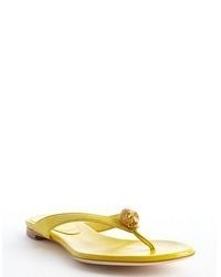 Alexander McQueen Yellow Leather Thong Strap Skull Detail Sandals