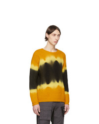 Palm Angels Yellow And Black Tie Dye Casentino Sweater