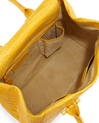 Nancy Gonzalez Crocodile Small Flap Tote Bag Yellow Matte