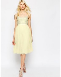 Yellow Tulle Fit and Flare Dress
