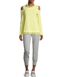 Nanette Lepore Play Cold Shoulder Twist Neck Top Bright Yellow