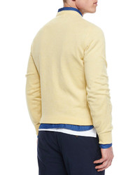 Brunello Cucinelli Cashmere V Neck Sweater Yellow