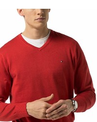 Tommy Hilfiger Cotton And Silk V Neck Sweater