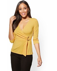 New York & Co. New York Company 7th Avenue Belted V Neck Wrap Top