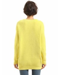 Balenciaga Wide V Neck Cotton Rib Knit Sweater