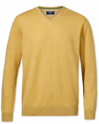 Charles Tyrwhitt Yellow Merino Wool V Neck Sweater Size Small By