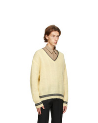 Solid Homme Yellow Mohair V Neck Sweater