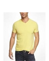 Express Stretch Cotton V Neck Tee Yellow Large