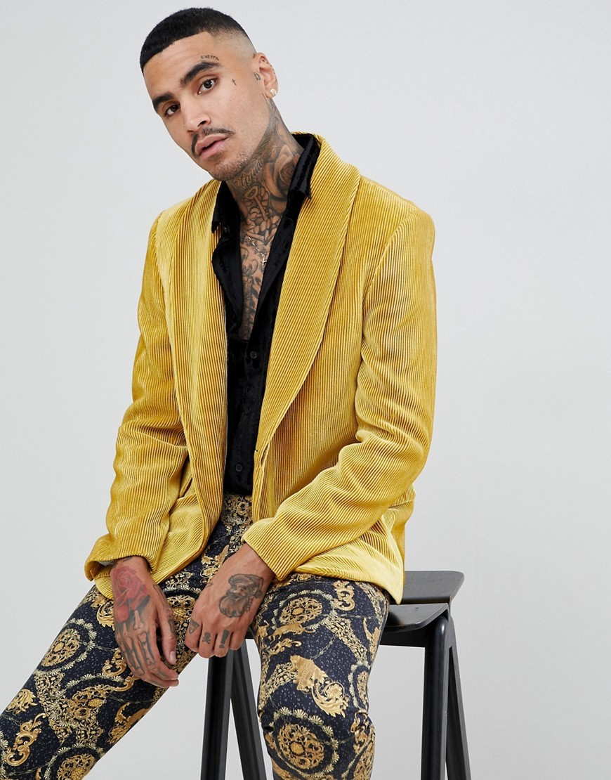 Mens yellow clearance velvet blazer