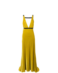 Yellow Velvet Evening Dress