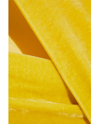 Cédric Charlier Asymmetric Velvet Midi Dress Bright Yellow