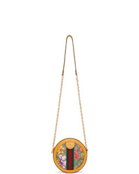 Yellow Vertical Striped Leather Crossbody Bag