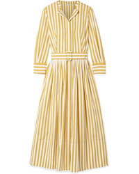 Oscar de la Renta Striped Cotton Poplin Midi Dress