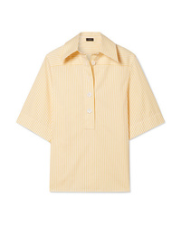 Yellow Vertical Striped Short Sleeve Button Down Shirt