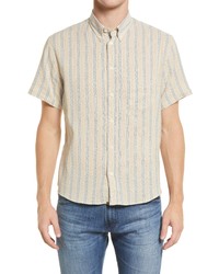 Billy Reid Kirby Slim Fit Stripe Short Sleeve Shirt