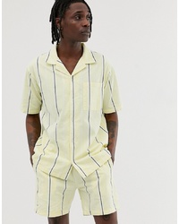 Sweet Sktbs Resort Striped Short Sleeved Shirt In Yellow