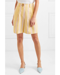 Rejina Pyo Renee Striped Cotton And Linen Blend Shorts