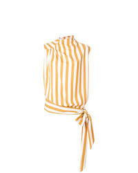 Yellow Vertical Striped Sleeveless Top
