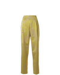 Yellow Vertical Striped Tapered Pants