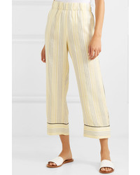 Ganni Bergamot Striped Silk Straight Leg Pants