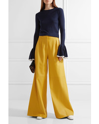 ADAM by Adam Lippes Adam Lippes Pleated Leather Wide Leg Pants Yellow