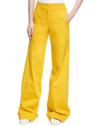 Derek Lam Wide Leg Stretch Cotton Trousers Yellow