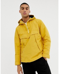 Bershka Hooded Jacket In Yellow With Half Zip And S
