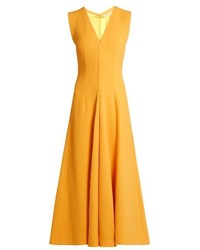 Yellow Wool Midi Dress