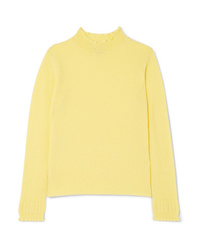 Marc Jacobs Ruffled Ribbed Wool Turtleneck Sweater