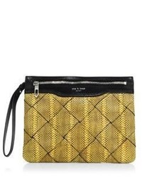 Yellow Woven Leather Clutch